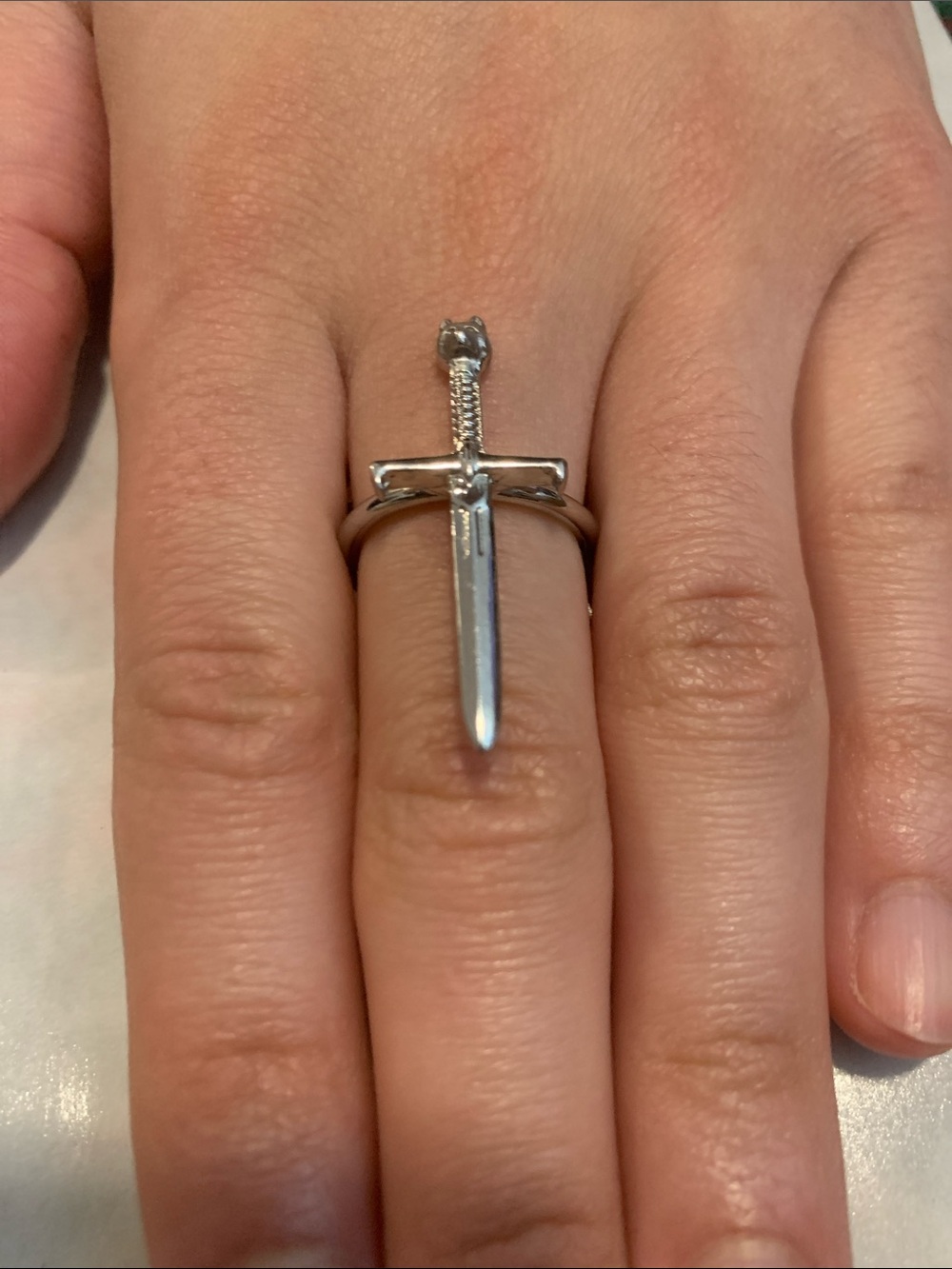 Silver cat Sword🗡️Dagger Ring - Minimalist Statement unisex